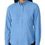 Columbia Womens Tamiami II Moisture Wicking Long Sleeve Button Down Shirt w/ Double Pockets - White Cap Blue