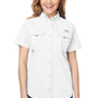 Columbia Womens Bahama Moisture Wicking Short Sleeve Button Down Shirt w/ Double Pockets - White