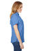 Columbia 7313 Womens Bahama Moisture Wicking Short Sleeve Button Down Shirt w/ Double Pockets White Cap Blue Side