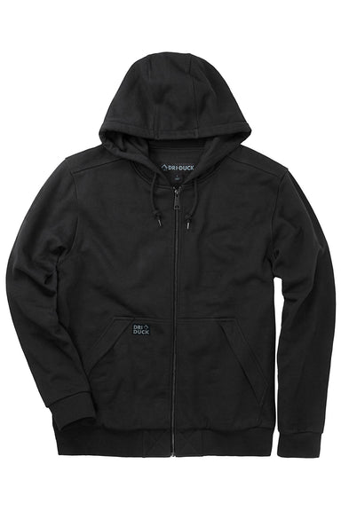 Dri Duck 7348 Mens Mission Fleece Full Zip Hooded Sweatshirt Black Flat Front