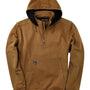 Dri Duck Mens Mission Fleece Water Resistant 1/4 Zip Hooded Sweatshirt Hoodie - Saddle Brown