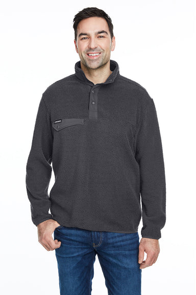 Dri Duck 7355 Mens Brooks Sherpa Fleece 1/4 Snap Sweatshirt Charcoal Grey Front