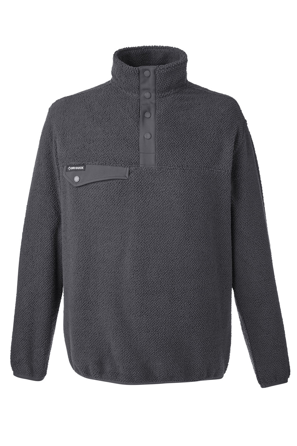 Dri Duck 7355 Mens Brooks Sherpa Fleece 1/4 Snap Sweatshirt Charcoal Grey Flat Front