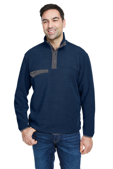 Dri Duck 7355 Mens Brooks Sherpa Fleece 1/4 Snap Sweatshirt Deep Blue Front