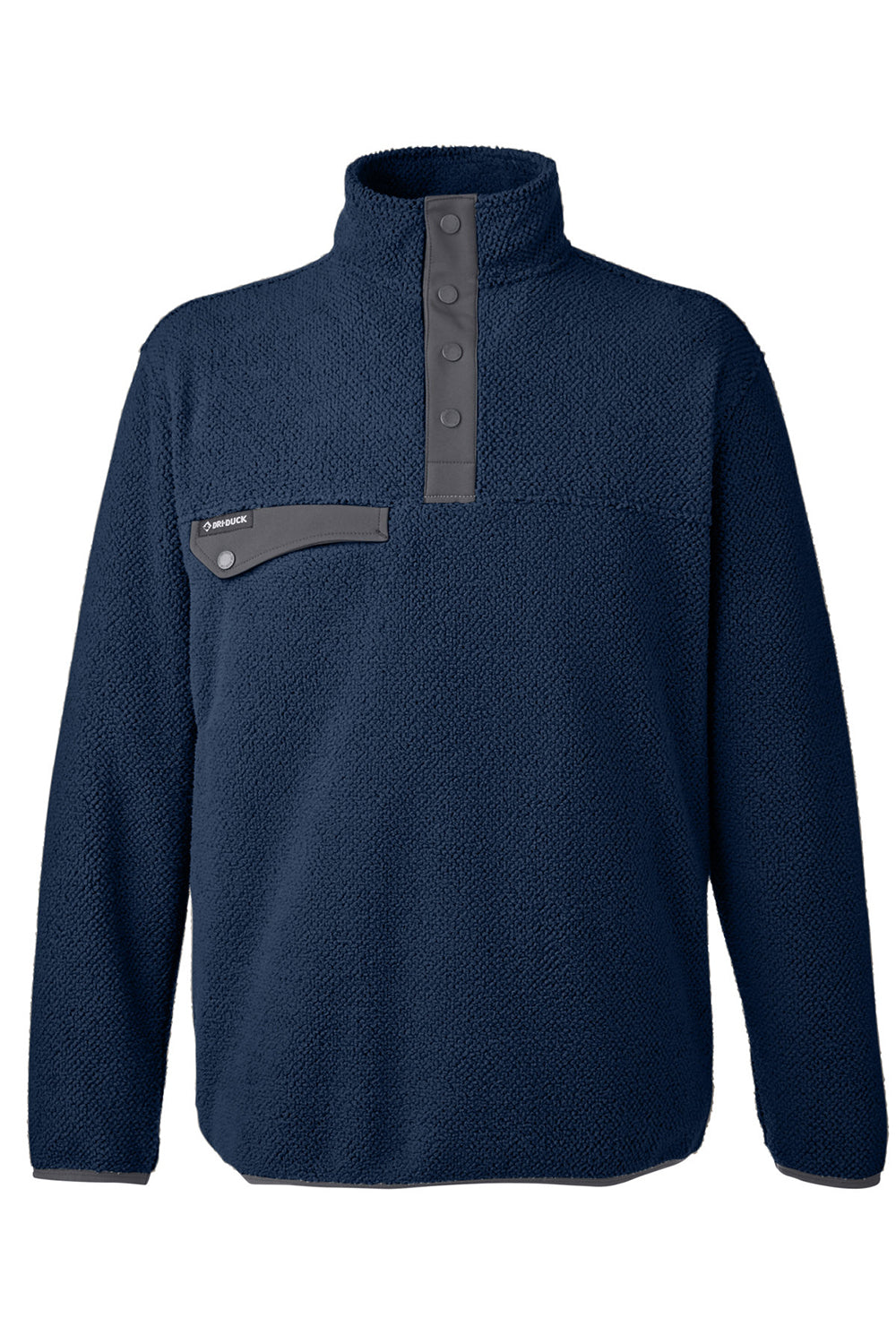 Dri Duck 7355 Mens Brooks Sherpa Fleece 1/4 Snap Sweatshirt Deep Blue Flat Front