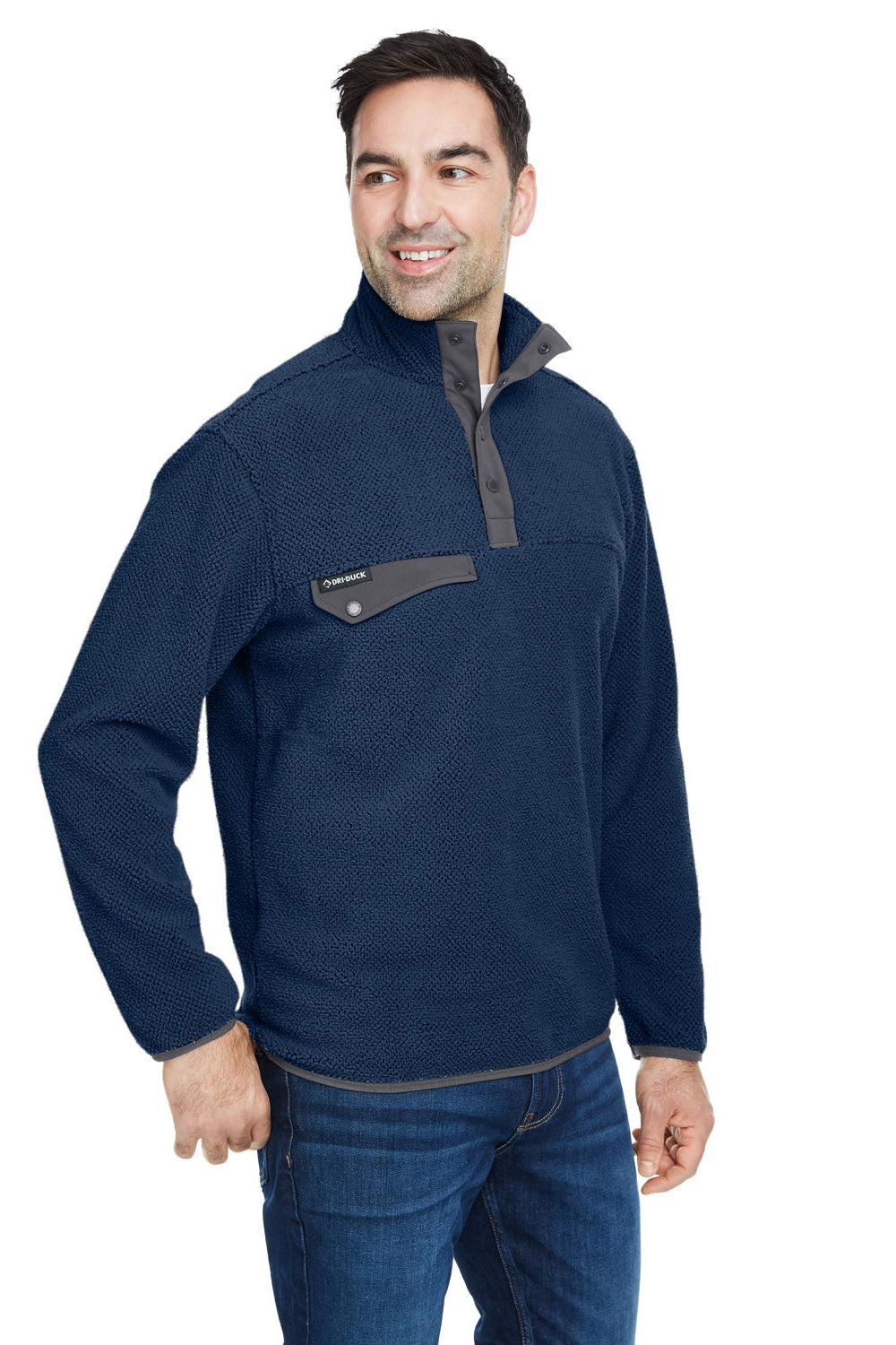 Dri Duck 7355 Mens Brooks Sherpa Fleece 1/4 Snap Sweatshirt Deep Blue 3Q