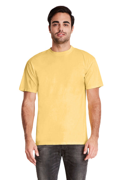 Next Level 7410 Mens Inspired Dye Jersey Short Sleeve Crewneck T-Shirt Blonde Yellow Front