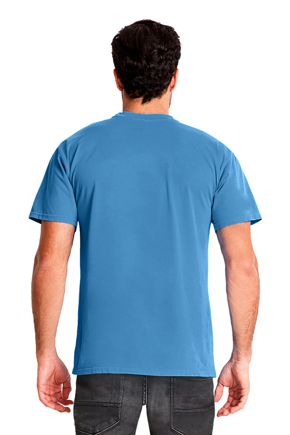 Next Level 7410 Mens Inspired Dye Jersey Short Sleeve Crewneck T-Shirt Ocean Blue Back