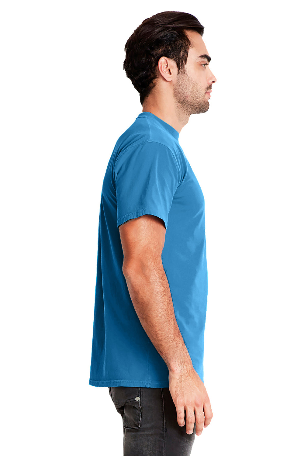 Next Level 7410 Mens Inspired Dye Jersey Short Sleeve Crewneck T-Shirt Ocean Blue Side