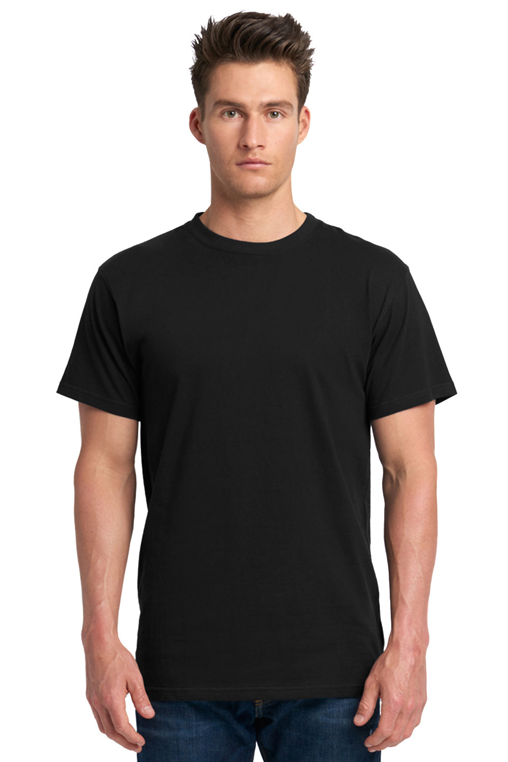 Next Level 7410 Mens Inspired Dye Jersey Short Sleeve Crewneck T-Shirt Black Front