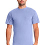 Next Level Mens Inspired Dye Jersey Short Sleeve Crewneck T-Shirt w/ Pocket - Periwinkle Blue - Closeout