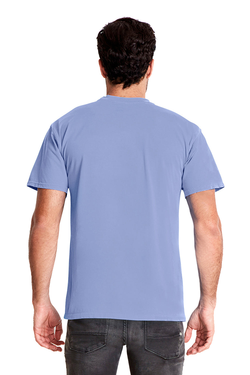 Next Level 7415 Mens Inspired Dye Jersey Short Sleeve Crewneck T-Shirt w/ Pocket Periwinkle Blue Back