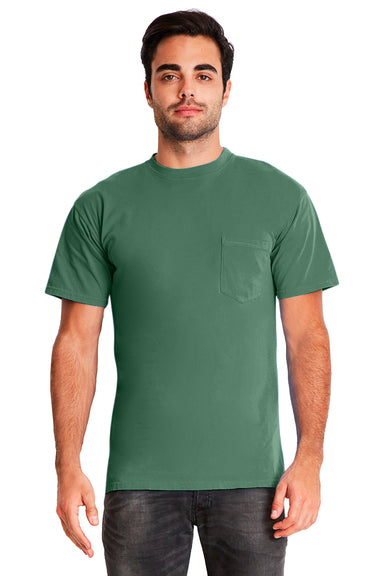 Next Level 7415 Mens Inspired Dye Jersey Short Sleeve Crewneck T-Shirt w/ Pocket Clover Green Front
