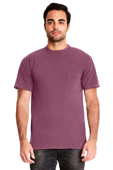 Next Level 7415 Mens Inspired Dye Jersey Short Sleeve Crewneck T-Shirt w/ Pocket Shiraz Purple Front