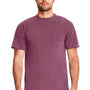 Next Level Mens Inspired Dye Jersey Short Sleeve Crewneck T-Shirt w/ Pocket - Shiraz - Closeout