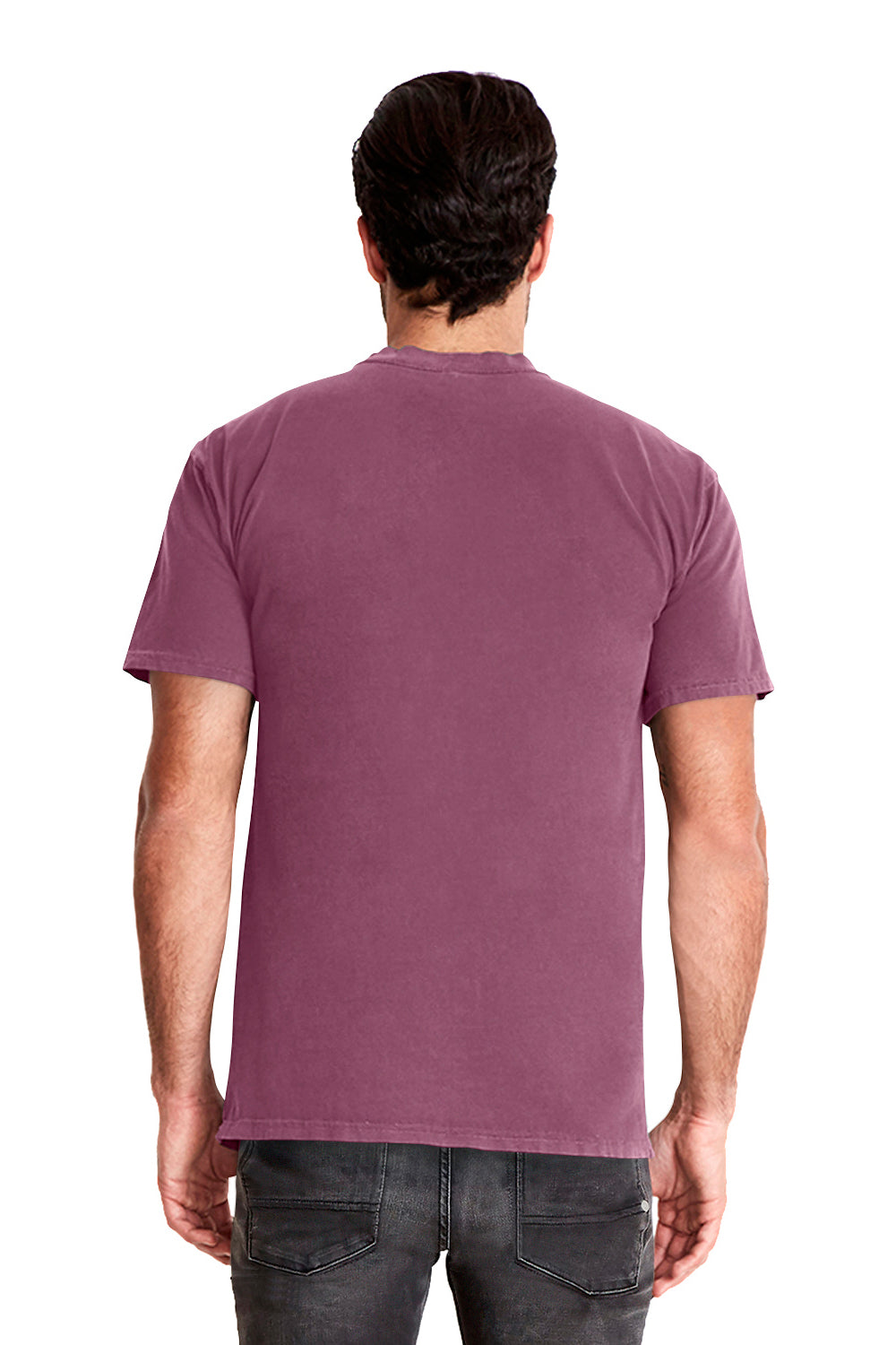 Next Level 7415 Mens Inspired Dye Jersey Short Sleeve Crewneck T-Shirt w/ Pocket Shiraz Purple Back