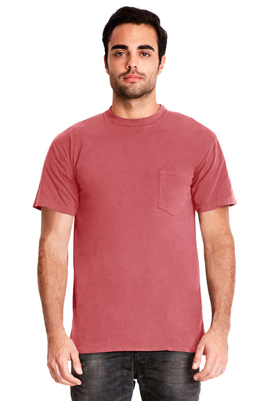 Next Level 7415 Mens Inspired Dye Jersey Short Sleeve Crewneck T-Shirt w/ Pocket Paprika Red Front