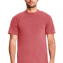 Next Level Mens Inspired Dye Jersey Short Sleeve Crewneck T-Shirt w/ Pocket - Smoked Paprika Red - Closeout