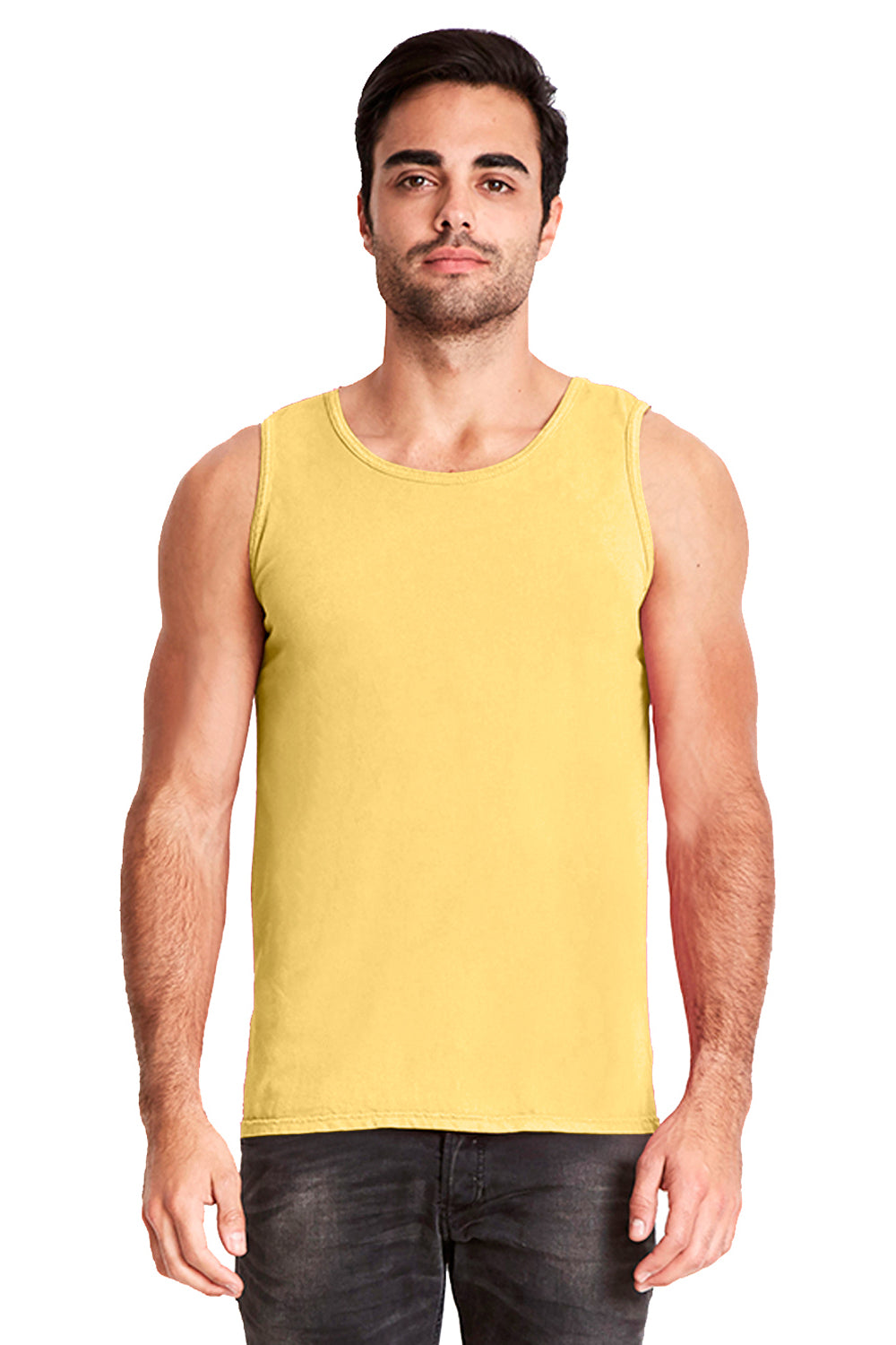 Next Level 7433 Mens Inspired Dye Tank Top Blonde Yellow Front
