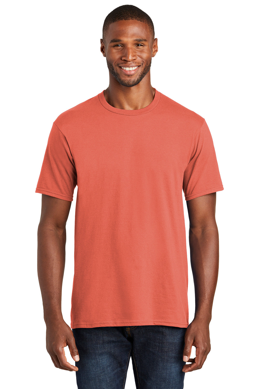 Port & Company PC450 Mens Fan Favorite Short Sleeve Crewneck T-Shirt Coral Front