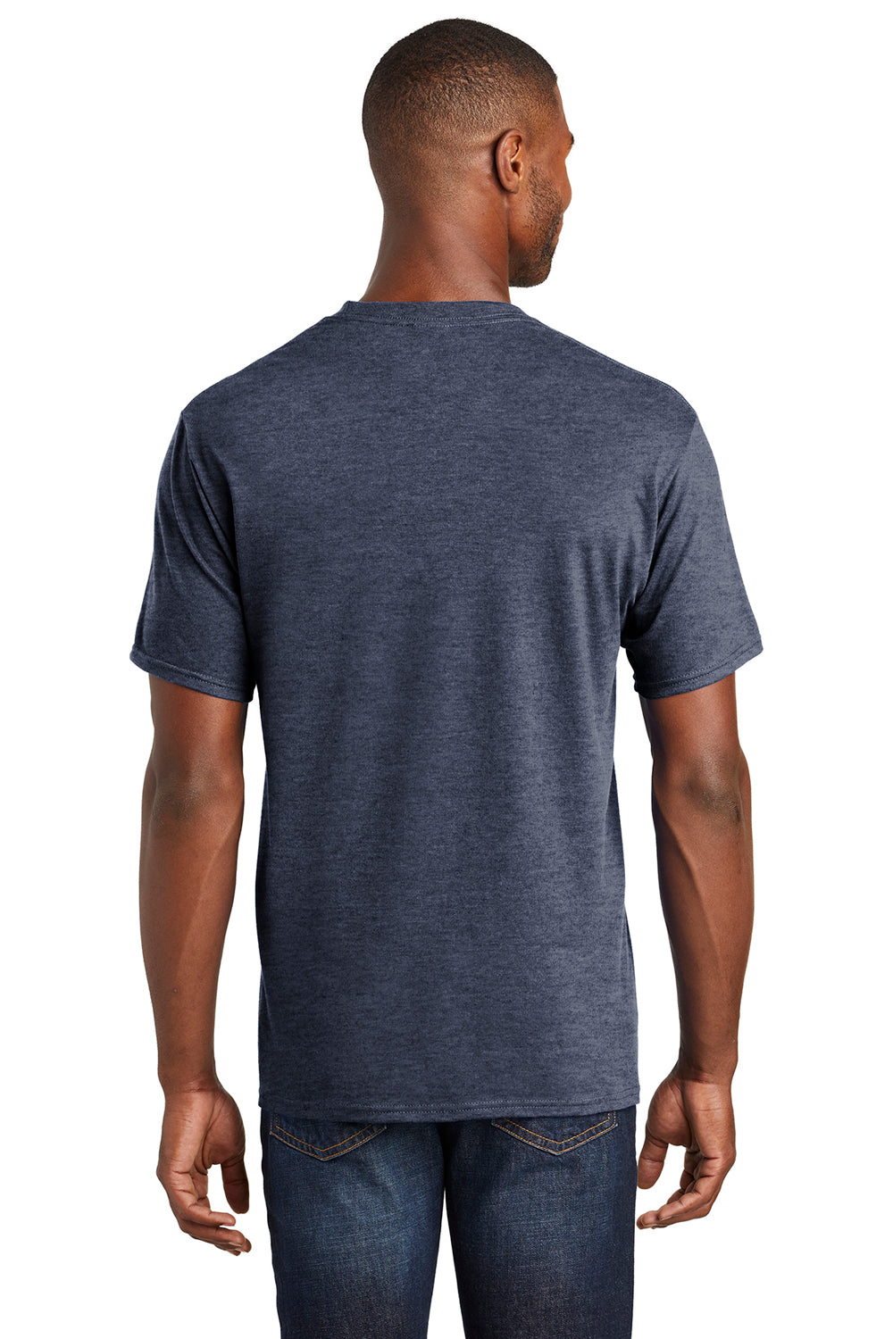 Port & Company PC450 Mens Fan Favorite Short Sleeve Crewneck T-Shirt Heather Navy Blue Back
