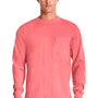 Next Level Mens Inspired Dye Jersey Long Sleeve Crewneck T-Shirt w/ Pocket - Guava - Closeout