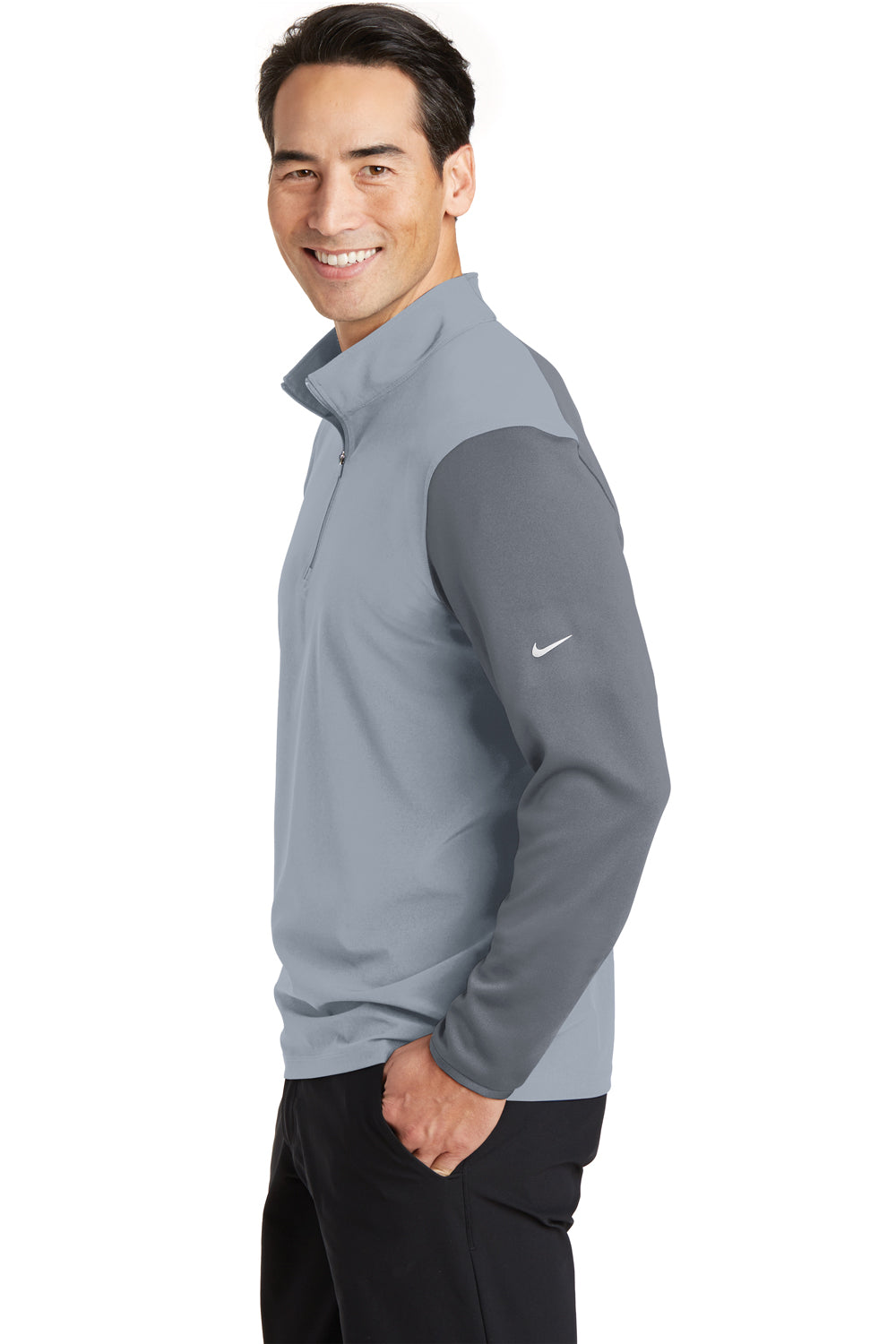 Nike 746102 Mens Dri-Fit Moisture Wicking 1/4 Zip Sweatshirt Cool Grey/Dark Grey Side