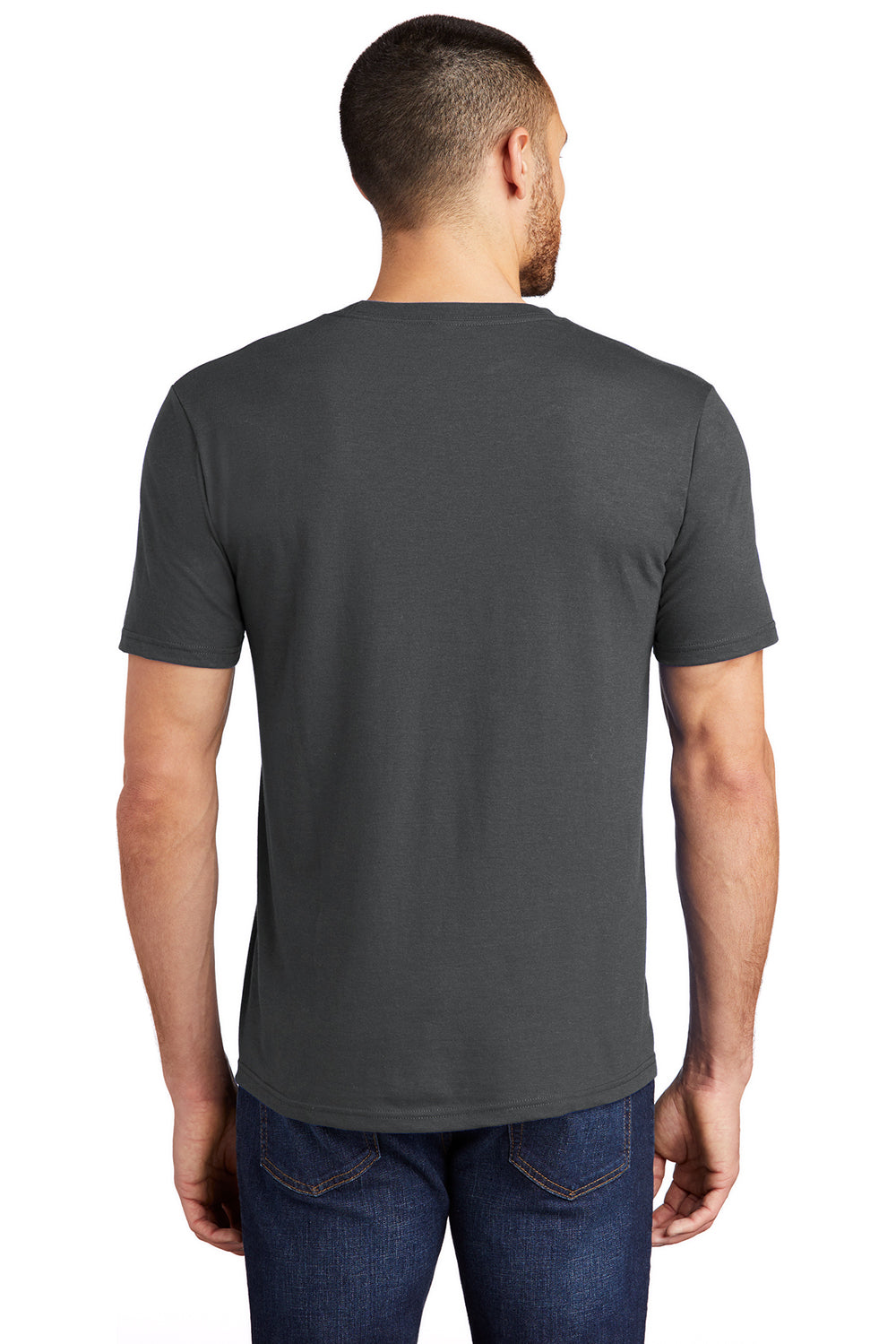 District DM130 Mens Perfect Tri Short Sleeve Crewneck T-Shirt Charcoal Grey Back