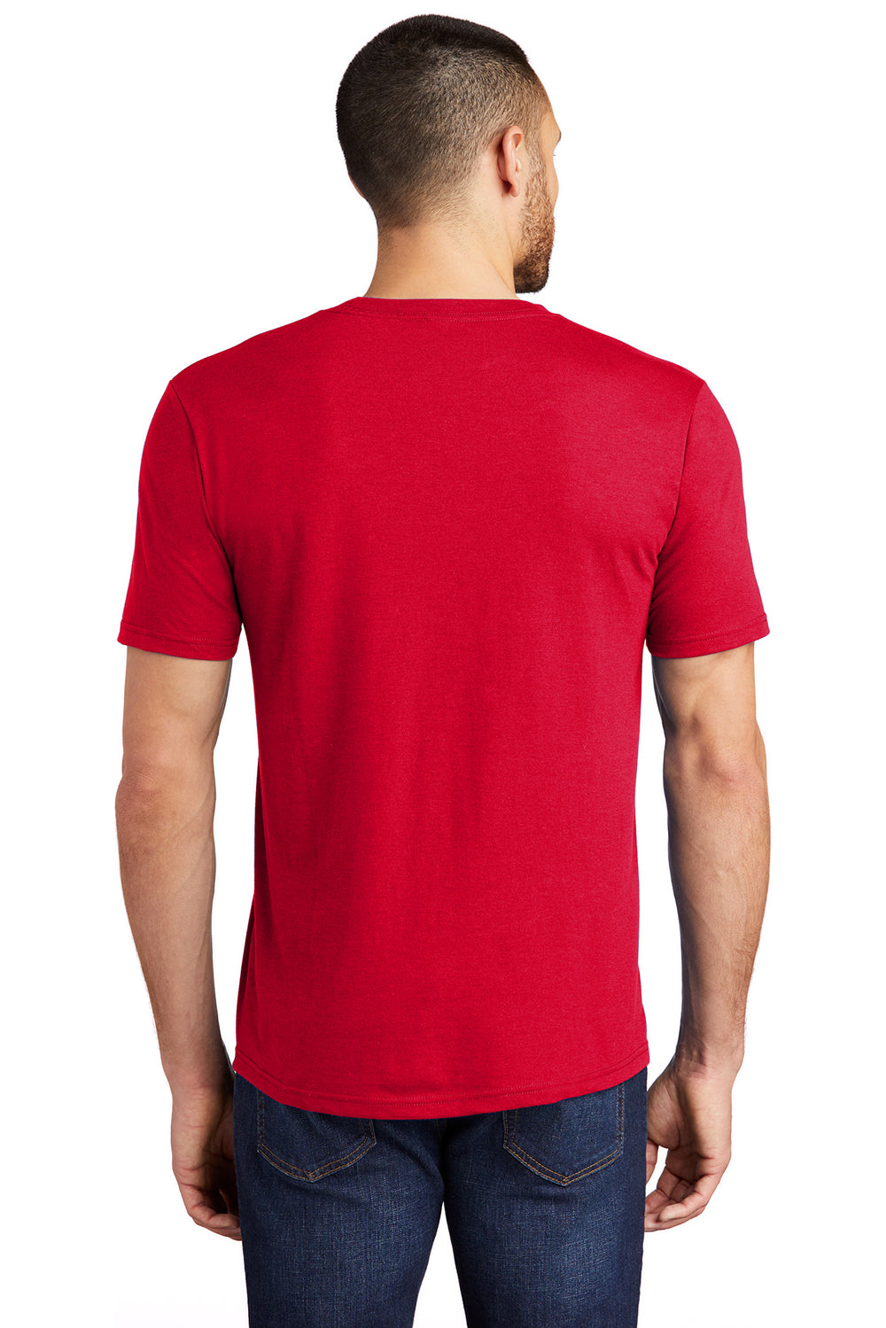 District DM130 Mens Perfect Tri Short Sleeve Crewneck T-Shirt Classic Red Back
