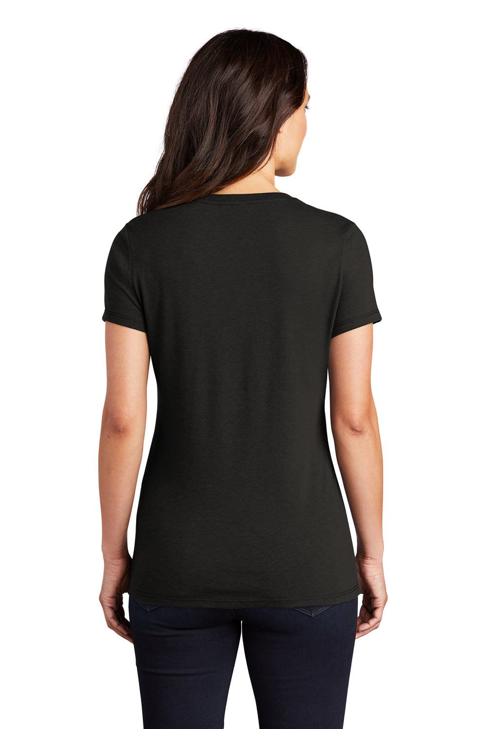 District DM130L Womens Perfect Tri Short Sleeve Crewneck T-Shirt Black Back