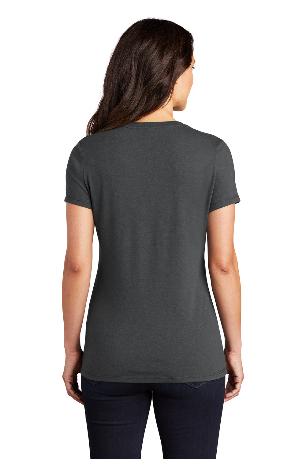 District DM130L Womens Perfect Tri Short Sleeve Crewneck T-Shirt Charcoal Grey Back