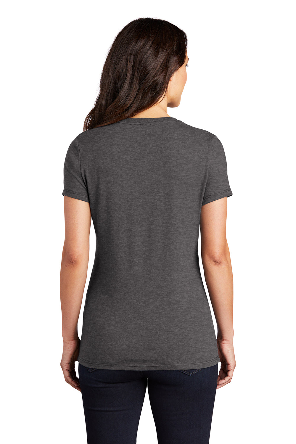 District DM130L Womens Perfect Tri Short Sleeve Crewneck T-Shirt Heather Charcoal Grey Back