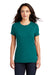 District DM130L Womens Perfect Tri Short Sleeve Crewneck T-Shirt Heather Teal Blue Front