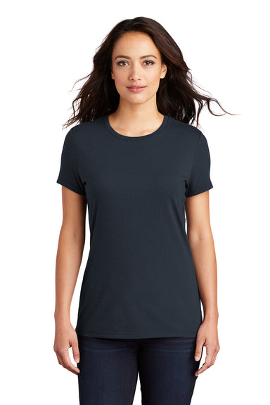 District DM130L Womens Perfect Tri Short Sleeve Crewneck T-Shirt New Navy Blue Front