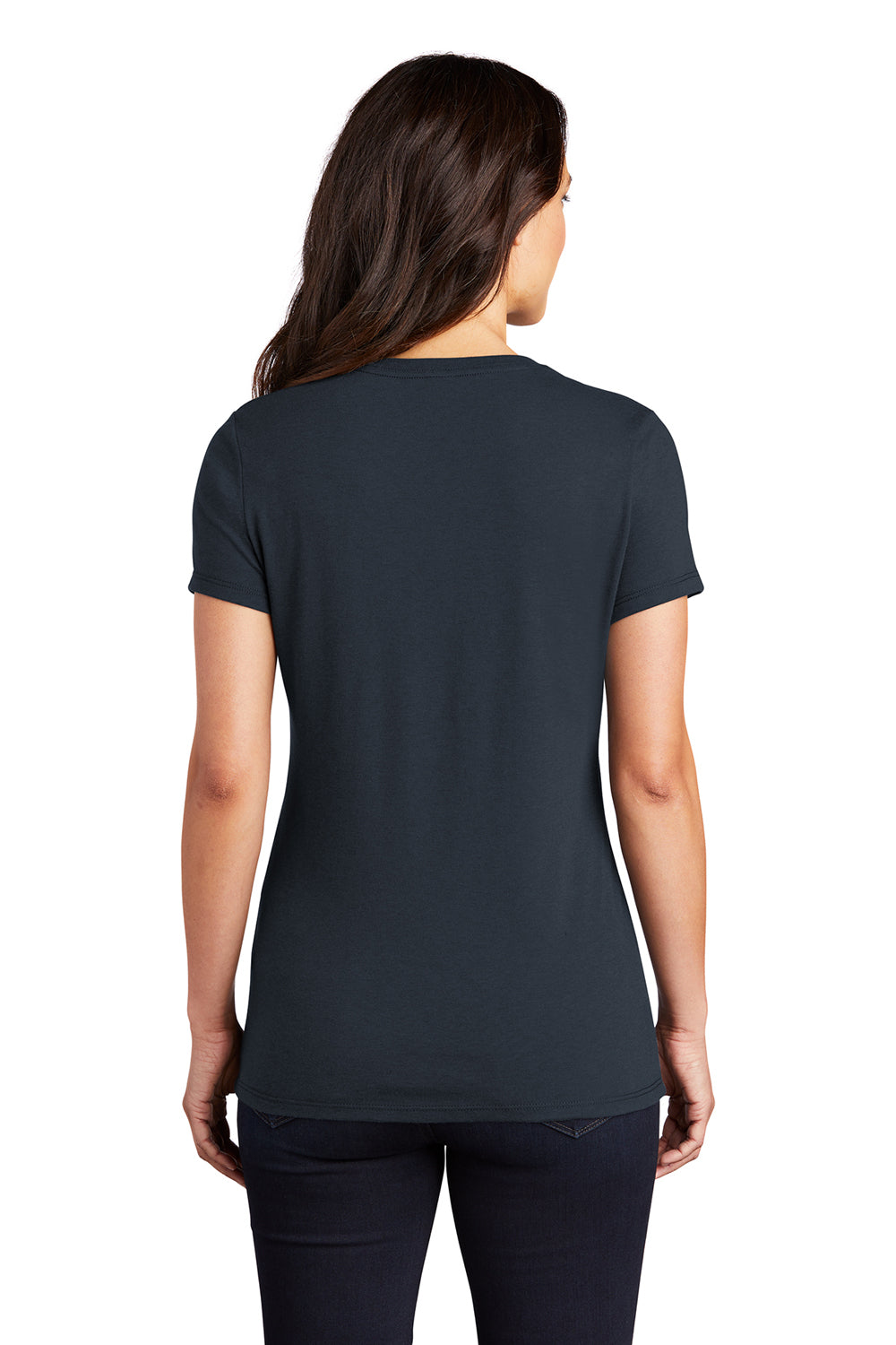 District DM130L Womens Perfect Tri Short Sleeve Crewneck T-Shirt New Navy Blue Back