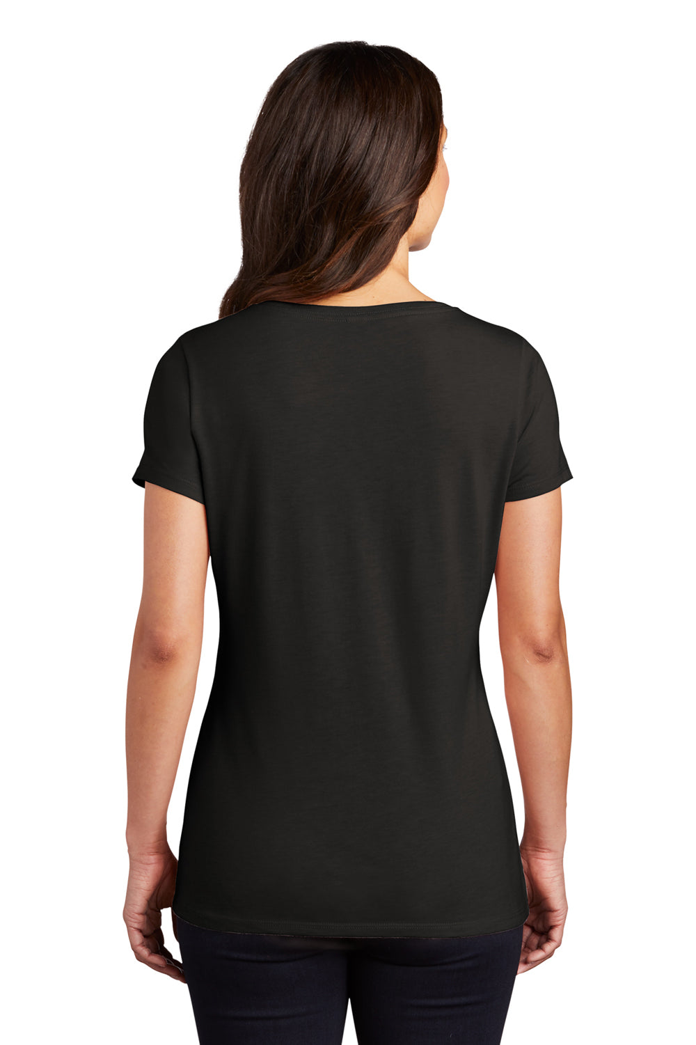 District DM1350L Womens Perfect Tri Short Sleeve V-Neck T-Shirt Black Back