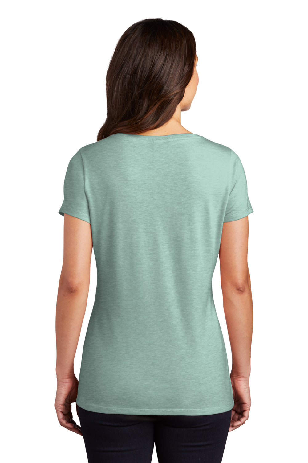 District DM1350L Womens Perfect Tri Short Sleeve V-Neck T-Shirt Heather Dusty Sage Back