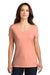 District DM1350L Womens Perfect Tri Short Sleeve V-Neck T-Shirt Heather Dusty Peach Front