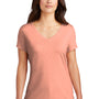 District Womens Perfect Tri Short Sleeve V-Neck T-Shirt - Heather Dusty Peach