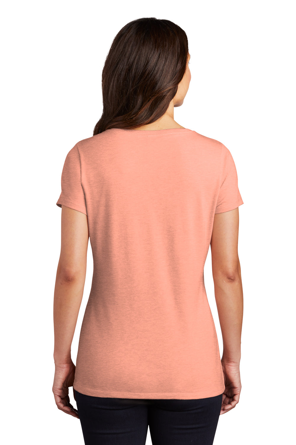 District DM1350L Womens Perfect Tri Short Sleeve V-Neck T-Shirt Heather Dusty Peach Back