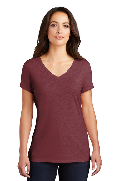 District DM1350L Womens Perfect Tri Short Sleeve V-Neck T-Shirt Maroon Frost Front