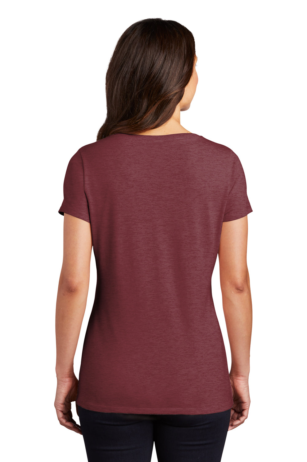 District DM1350L Womens Perfect Tri Short Sleeve V-Neck T-Shirt Maroon Frost Back