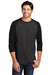 District DM136 Mens Perfect Tri 3/4 Sleeve Crewneck T-Shirt Black Frost/Black Front