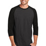 District Mens Perfect Tri 3/4 Sleeve Crewneck T-Shirt - Black Frost/Black