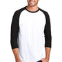 District Mens Perfect Tri 3/4 Sleeve Crewneck T-Shirt - White/Black