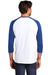 District DM136 Mens Perfect Tri 3/4 Sleeve Crewneck T-Shirt White/Deep Royal Blue Back
