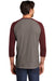 District DM136 Mens Perfect Tri 3/4 Sleeve Crewneck T-Shirt Grey Frost/Maroon Frost Back