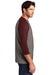 District DM136 Mens Perfect Tri 3/4 Sleeve Crewneck T-Shirt Grey Frost/Maroon Frost Side