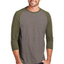 District Mens Perfect Tri 3/4 Sleeve Crewneck T-Shirt - Grey Frost/Military Green Frost