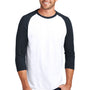 District Mens Perfect Tri 3/4 Sleeve Crewneck T-Shirt - White/New Navy Blue